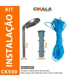 Kit de Instalação Capas para Piscina CK500 Micras - Pinos em Alumínio + Buchas + Corda Azul