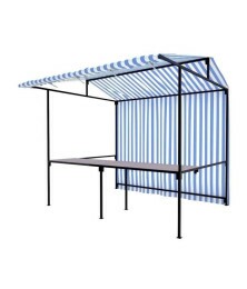 Lona para Barraca de Feira Listrada Azul x Branca Impermeável CK300 Micras M2