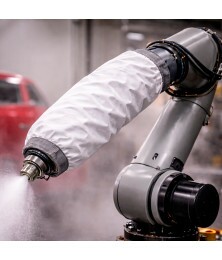 Mangote de Proteção para Robô de Pintura Industrial Protege Contra Overspray e Contaminação