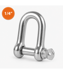 Manilha Reta 6,35 mm 1/4" Aço Galvanizado com Pino para Cabo de Aço 6 mm