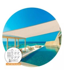 Tela Shade 90% Sombreamento Areia Reforçada 5x4 - Cobertura Garagem Pergolado Piscina Área Externa