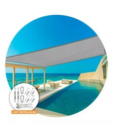 Tela Shade 90% Sombreamento Cinza Reforçada 2x2 - Cobertura Garagem Pergolado Piscina Área Externa