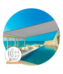 Tela Shade 90% Sombreamento Cinza Reforçada 4x3 - Cobertura Garagem Pergolado Piscina Área Externa