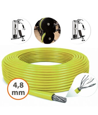 Cabo de Aço Revestido Verde Lemon 4,8mm 3/16 6x19 AF Galvanizado G-FORCE Flexível - Polias Academia Máquinas Guarda Corpo