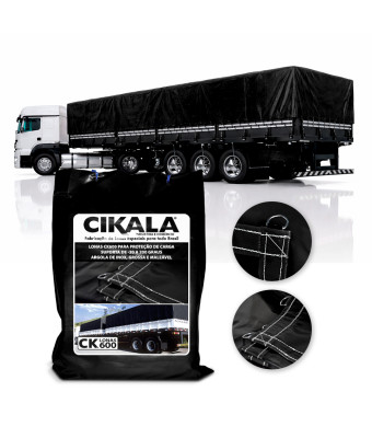 Lona de Caminhão Preta x Preta CK600 Micras PVC Emborrachado - Resistência Proteção Segurança Grandes Cargas M2