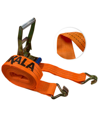 Cinta Amarração Laranja 9 Metros 3 Ton Ganchos J + Catraca Gancho J