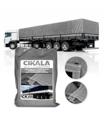Lona de Caminhão Cinza x Preta CK600 Micras PVC Emborrachado - Resistência Proteção Segurança Grandes Cargas M2