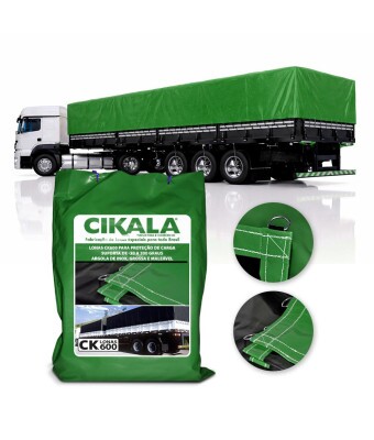 Lona de Caminhão Verde x Preta CK600 Micras PVC Emborrachado - Resistência Proteção Segurança Grandes Cargas M2