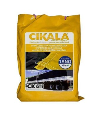 Lona de Caminhão Amarela x Preta CK600 Micras PVC Emborrachado - Resistência Proteção Segurança Grandes Cargas M2