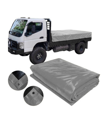 Lona de Caminhão Cinza x Preta CK400 Micras PVC - Proteção Caminhonetes Carretinhas M2