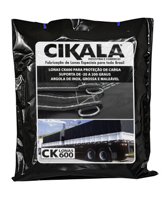 Lona de Caminhão Preta x Preta CK600 Micras PVC Emborrachado - Resistência Proteção Segurança Grandes Cargas M2