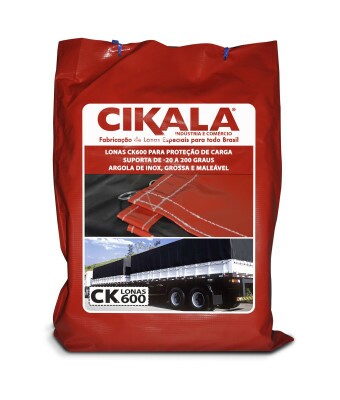 Lona de Caminhão Vermelha x Preta CK600 Micras PVC Emborrachado - Resistência Proteção Segurança Grandes Cargas M2