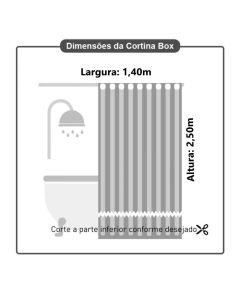 Cortina para Box de Banheiro PVC Transparente 2,50x1,40 M Antimofo