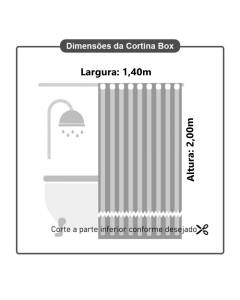 Cortina para Box de Banheiro PVC Transparente 2,00x1,40 M Antimofo