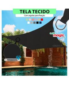 Tela Tecido Sombreamento Preta Magic Cover para Cobertura e Decorativa + Kit de Instalação
