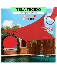 Tela Tecido Sombreamento Vermelha Magic Cover para Cobertura e Decorativa + Kit de Instalação