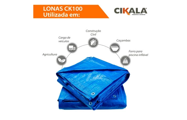 Lona Plástica Azul Impermeável CK100 Micras - Cobertura de Telhados Barracas Obras Material de Construção