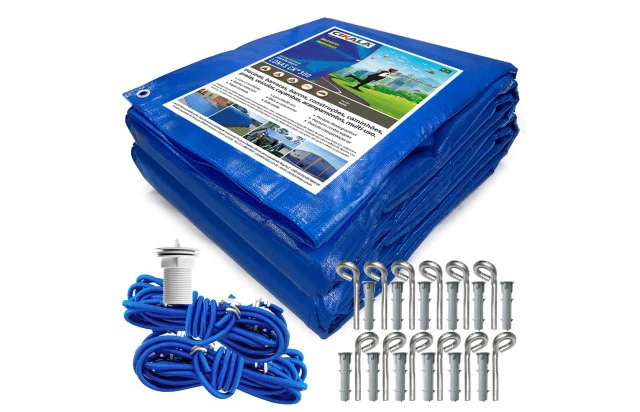 Capa para Piscina CK300 Micras Polietileno + Kit de Instalação - Proteção contra Sujeira, Poeira e Folhas