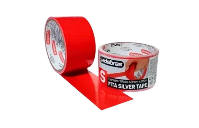 Fita Silver Tape Vermelha 48mm X 5 Metros
