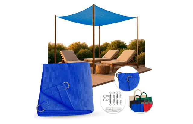 Tela Shade 90% Sombreamento Azul Reforçada - Cobertura Garagem Pergolado Piscina Área Externa M2