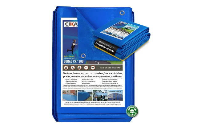 Lona CK300 Micras Azul 8x4 M Polietileno para Cobertura de Camping Telhado Obra Festa Churrasco Barraca Buffet