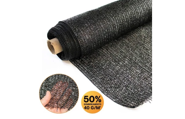 Tela 50% Sombreamento 1x6,70 M Preta 40 g/m² para Hortaliças Flores Mudas