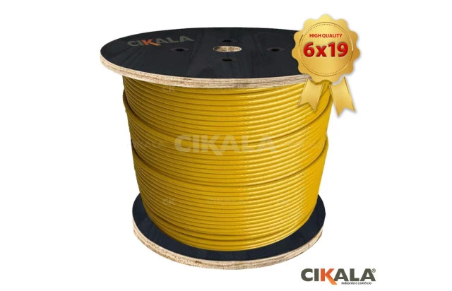 Cabo de Aço Revestido 4,8mm 3/16" 6X19 AF Amarelo para Aparelhos de Academia Super Flexível