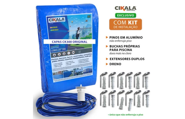 Capa para Piscina CK300 Micras de Polietileno - Proteção Contra Sujeira, Poeira e Folhas + Kit de Instalação