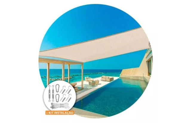 Tela Shade 90% Sombreamento Areia Reforçada - Cobertura Garagem Pergolado Piscina Área Externa