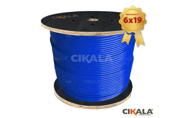 Cabo de Aço Revestido 4,8mm 3/16" 6X19 AF Azul para Aparelhos de Academia Super Flexível