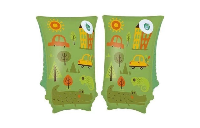 Boia de Braço Infantil Verde Carro Para Piscina 30x15 Cm