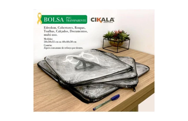 03 Bolsa Transparente de Mão 40x40x30cm+03 Bolsa 50x50x35cm