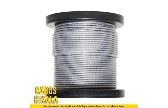 Cabo de Aço Galvanizado 6X7 Sem Revestimento 3,2mm 1/8” Alma de Fibra