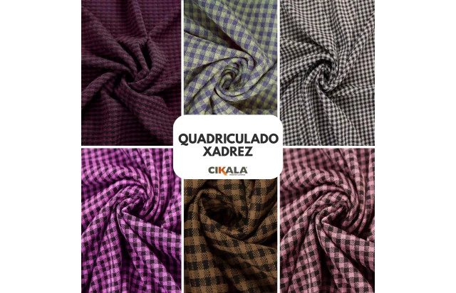 Tecido Malha Quadriculado Xadrez 01x1,45 M -  Ideal para Vestidos, Blusas e Saias