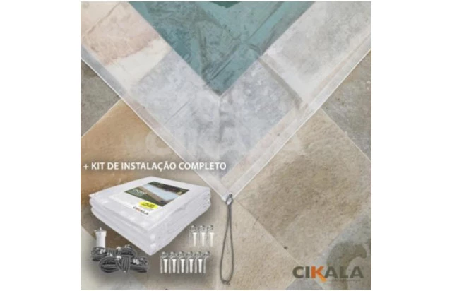 Capa para Piscina Transparente CK300 Micras de Polietileno - Proteção Contra Sujeira, Poeira e Folhas + Kit de Instalação