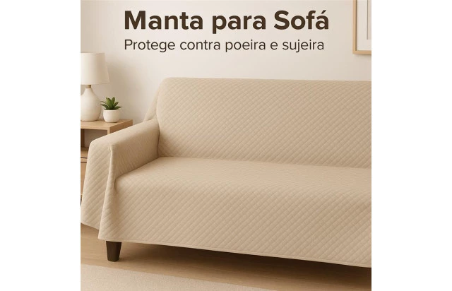 Manta para Sofá Matelassê Bege Proteja seu Sofá com Elegância