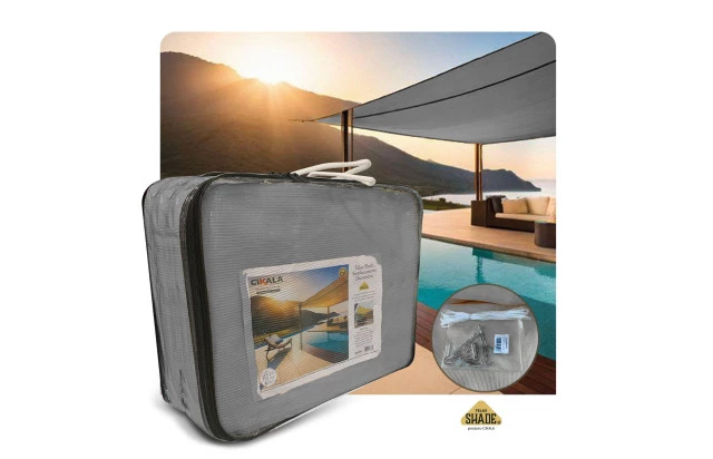 Tela Shade 90% Sombreamento Cinza Reforçada 5x3 - Cobertura Garagem Pergolado Piscina Área Externa