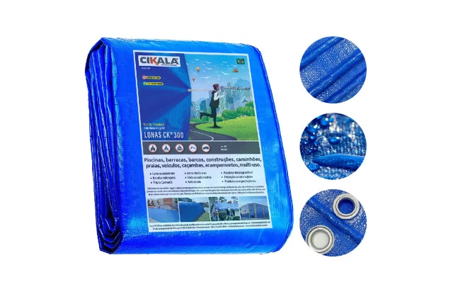 Lona CK300 Micras Azul 8x4 M Polietileno para Cobertura de Camping Telhado Obra Festa Churrasco Barraca Buffet