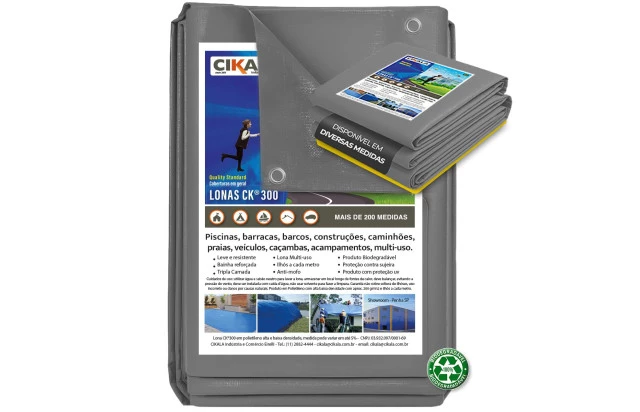 Lona para Cobertura Impermeável Cinza CK300 Micras - Telhado Obra Festa Barraca Buffet M2