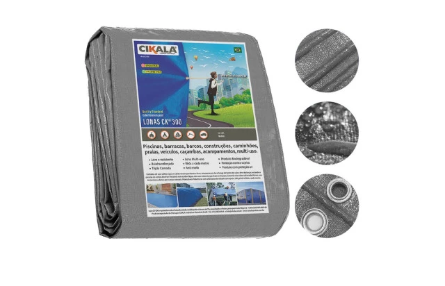 Lona para Cobertura Impermeável Cinza CK300 Micras - Telhado Obra Festa Barraca Buffet