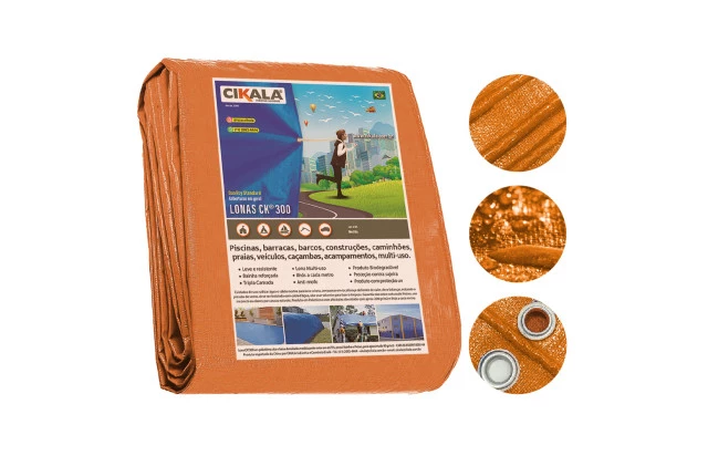 Lona para Cobertura Impermeável Laranja CK300 Micras - Telhado Obra Festa Barraca Buffet