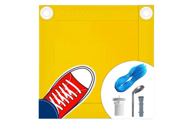 Capa de Segurança para Piscina CKP550 Amarela + Kit de Instalação - Suporta Peso, Evita Quedas e Acidentes