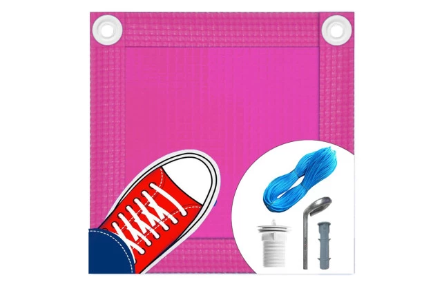 Capa de Segurança para Piscina CKP550 Rosa + Kit de Instalação - Suporta Peso, Evita Quedas e Acidentes