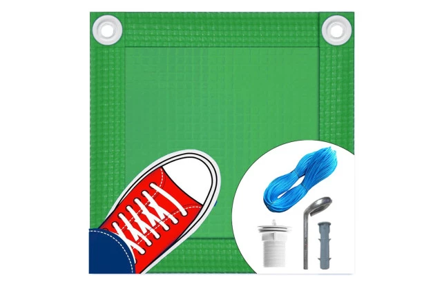 Capa de Segurança para Piscina CKP550 Verde + Kit de Instalação - Suporta Peso, Evita Quedas e Acidentes M2