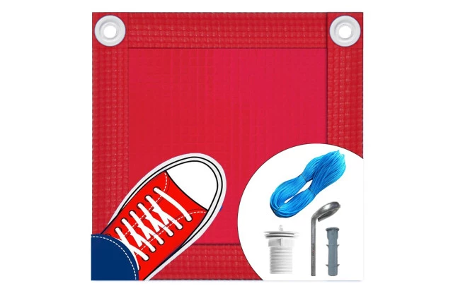 Capa de Segurança para Piscina CKP550 Vermelha + Kit de Instalação - Suporta Peso, Evita Quedas e Acidentes