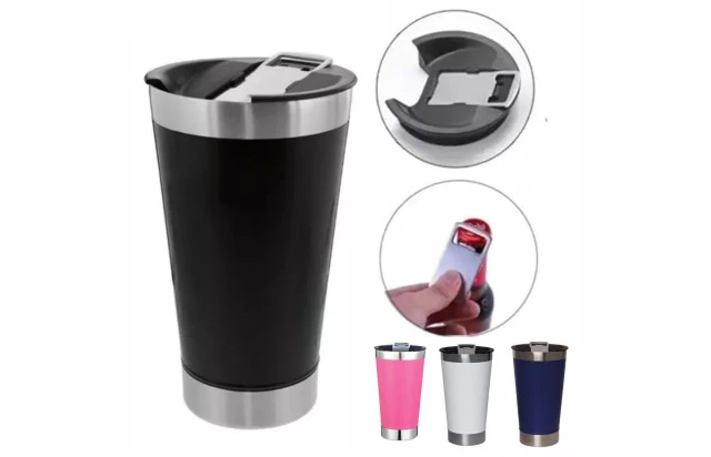 Copo Térmico com Tampa 470ml em Aço Inox 