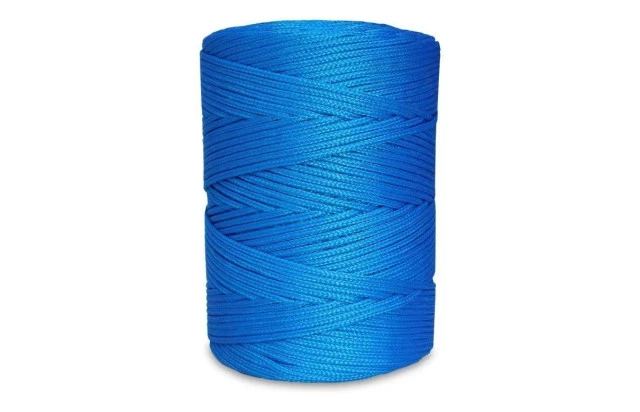Corda Poliéster 5mm Azul Trançada Rolo 1KG Multiuso Resistente para Amarração