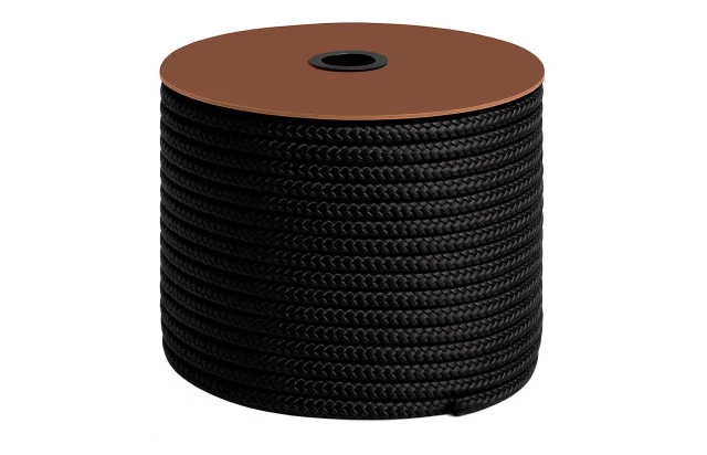 Corda Poliéster 8mm Trançada Preta - Multiuso Resistente para Amarração