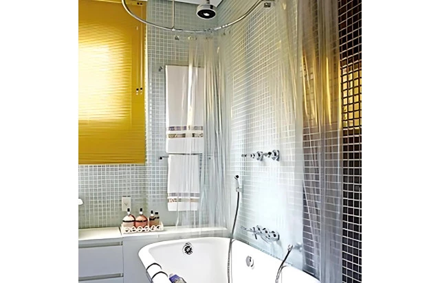Cortina Box Banheiro PVC Transparente 2.10x2.10 M+Presilhas