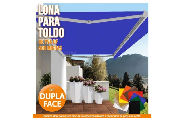 Lona DF Dupla Face Azul PVC Vinil Espessura 500 Micras